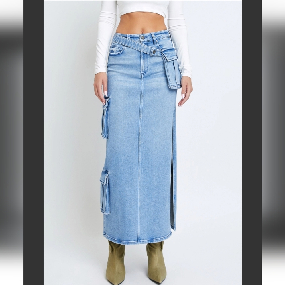 Hidden Peyton Cargo Slide Slit Skirt